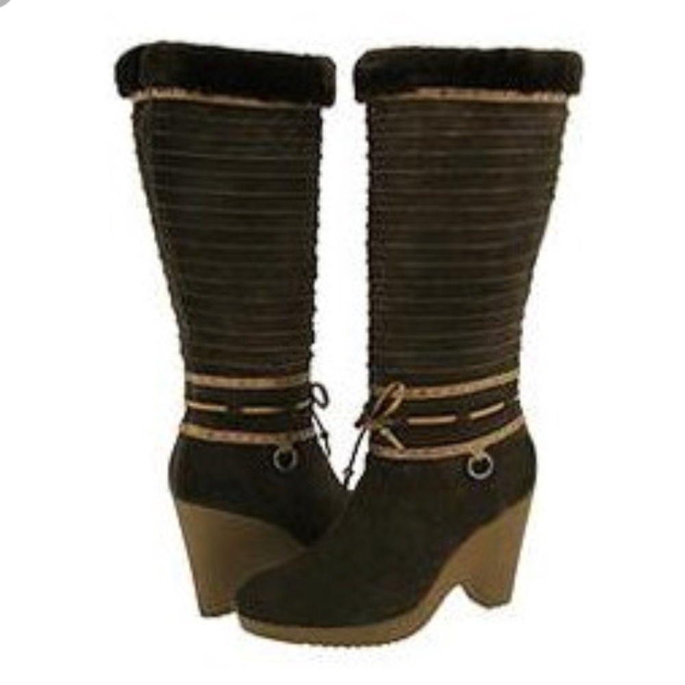 Nwob Cole Haan Britt Shearling Tall Wedge Boot